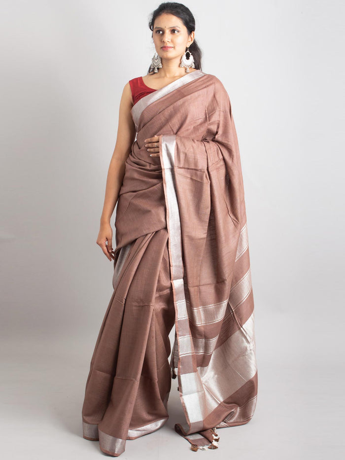 Classic Plain Slub Linen Saree – Effortless Elegance for Every Occasion