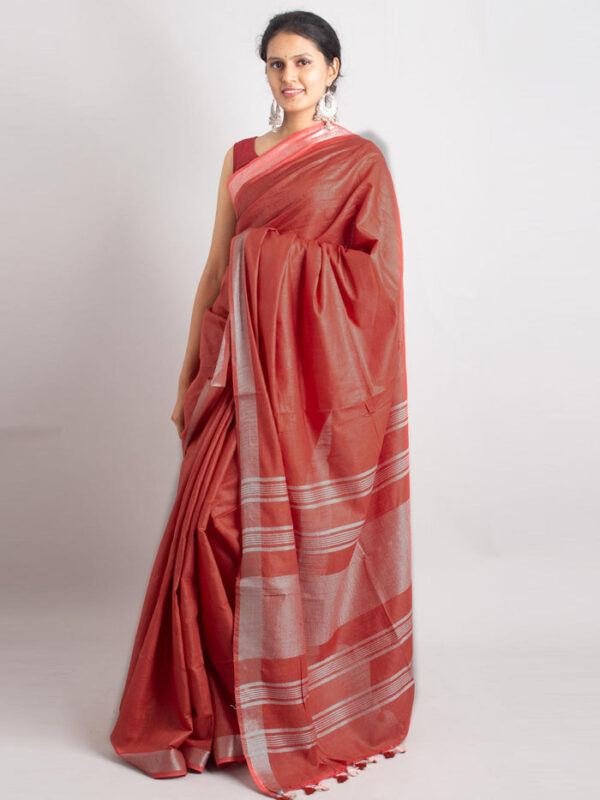 Classic Plain Slub Linen Saree – Effortless Elegance for Every Occasion