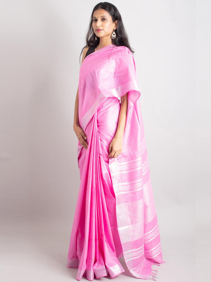 Classic Plain Slub Linen Saree – Effortless Elegance for Every Occasion