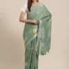 Elegant Slub Linen Embroidery Work Saree – A Touch of Craftsmanship & Grace