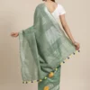 Elegant Slub Linen Embroidery Work Saree – A Touch of Craftsmanship & Grace - Image 3