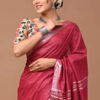 "Serene Weaves: Plain Slub Linen Saree with Running Blouse – Effortless Elegance"