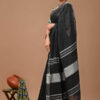 "Serene Weaves: Plain Slub Linen Saree with Running Blouse – Effortless Elegance" - Image 3