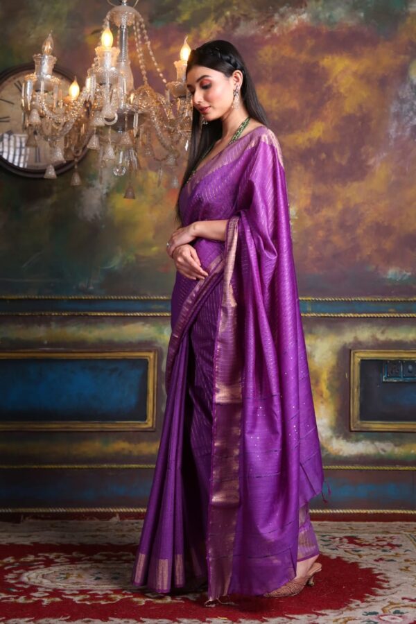 Premium Stepal Silk Saree with Sequence Pallu – Ideal for Weddings & Special Occasions - Image 3