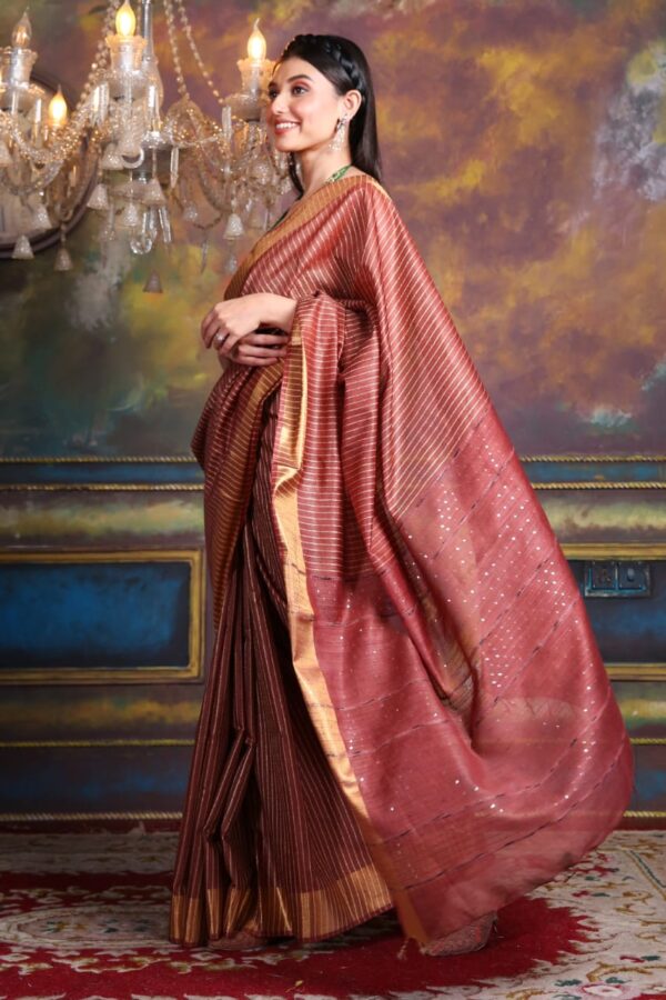 Premium Stepal Silk Saree with Sequence Pallu – Ideal for Weddings & Special Occasions - Image 2