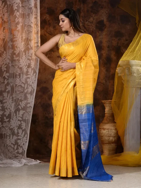 Premium Bhagalpur Tassar Gicha Silk Saree – Elegant & Traditional Handwoven Saree for Special Occasions - Image 5