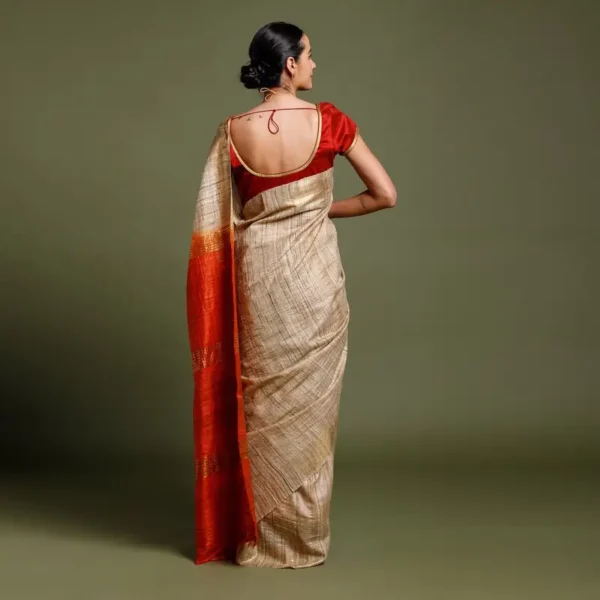 Premium Bhagalpur Tassar Gicha Silk Saree – Elegant & Traditional Handwoven Saree for Special Occasions - Image 4