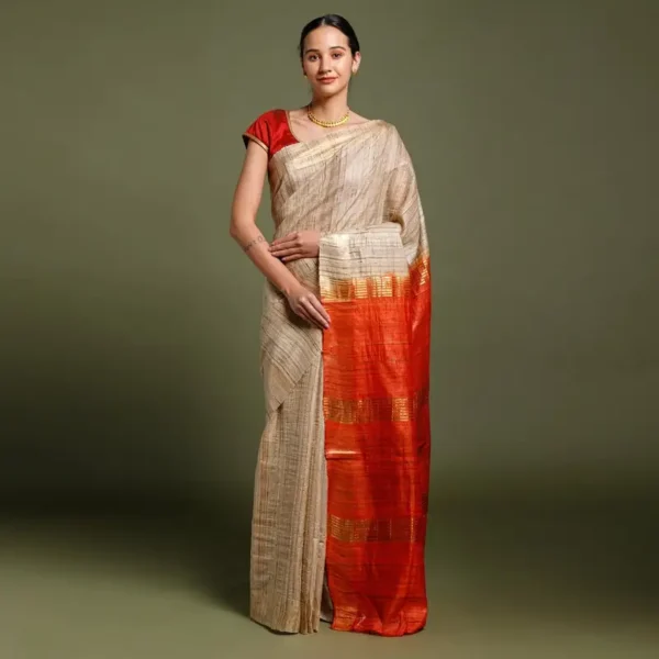 Premium Bhagalpur Tassar Gicha Silk Saree – Elegant & Traditional Handwoven Saree for Special Occasions - Image 2