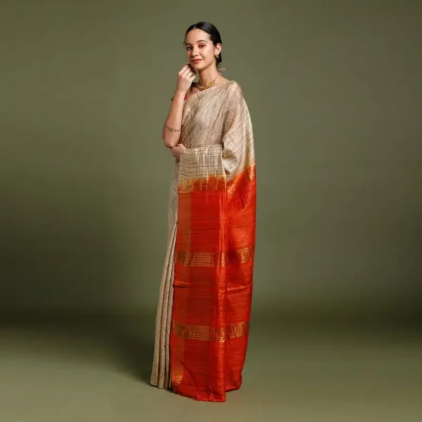 Premium Bhagalpur Tassar Gicha Silk Saree – Elegant & Traditional Handwoven Saree for Special Occasions - Image 5