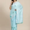 Elegant Slub Linen Embroidery Work Saree – A Touch of Craftsmanship & Grace
