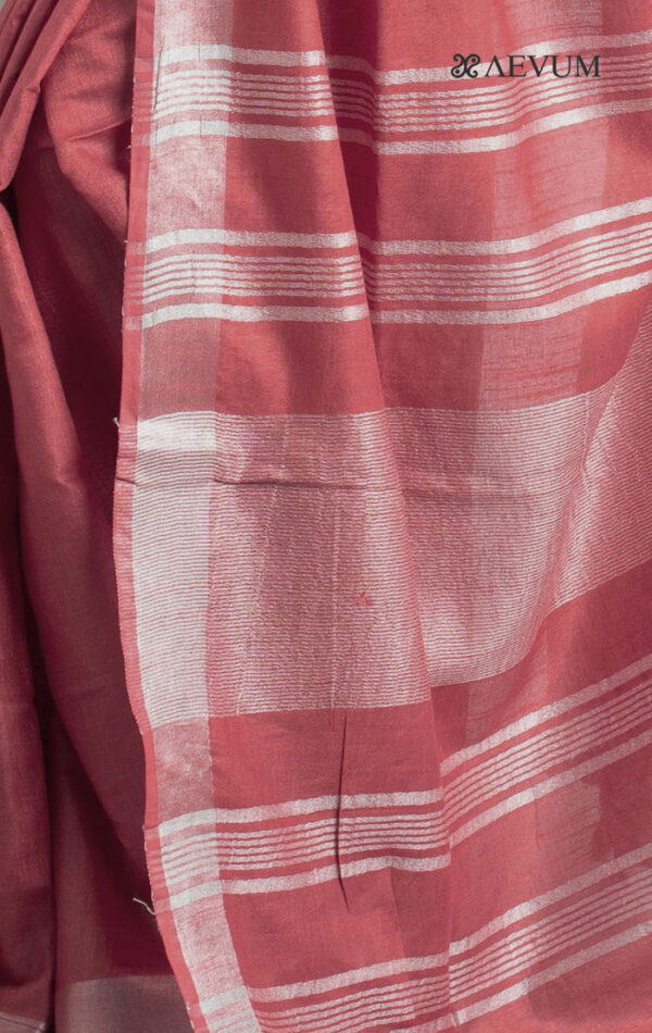 Classic Plain Slub Linen Saree – Effortless Elegance for Every Occasion - Image 3