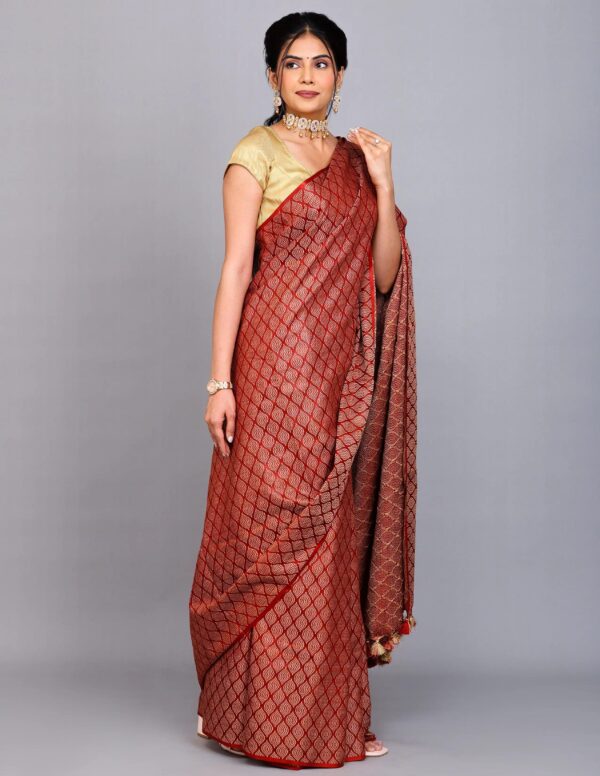Full Body Handwoven Handloom Katan Silk Saree – A Masterpiece of Craftsmanship and Elegance - Image 7