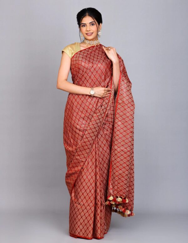 Full Body Handwoven Handloom Katan Silk Saree – A Masterpiece of Craftsmanship and Elegance - Image 6